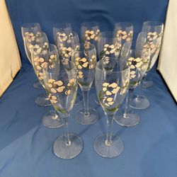 Vintage Pierre-Jouet Crystal Champagne Flutes - 17 Total-See Listing for Details