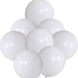12 Inch Matte White Latex Balloons Package Of 50