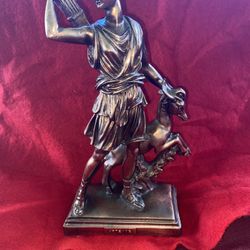 5 inch wide 10 inch tall Copper Plated Alabaster Greek Artemis Statue Imported From Greece 