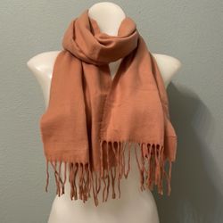 Cashmere Versatile Orange Fringe Scarf Wrap