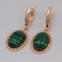 585 Rose Gold MALACHITES Earrings