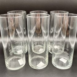 6 Cylinder Glass Vases  
