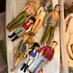 Vintage Dollhouse Dolls, Furniture And Van