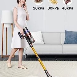 HOMPANY Cordless Vacuum Cleaner, 500W/40Kpa Stick Vacuum with Touch Screen, Max 60 Mins Runtime, Anti-Tangle Vacuum Cleaner for Home, 2023 Latest Moto