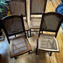 Wooden Wicker Folding Chairs