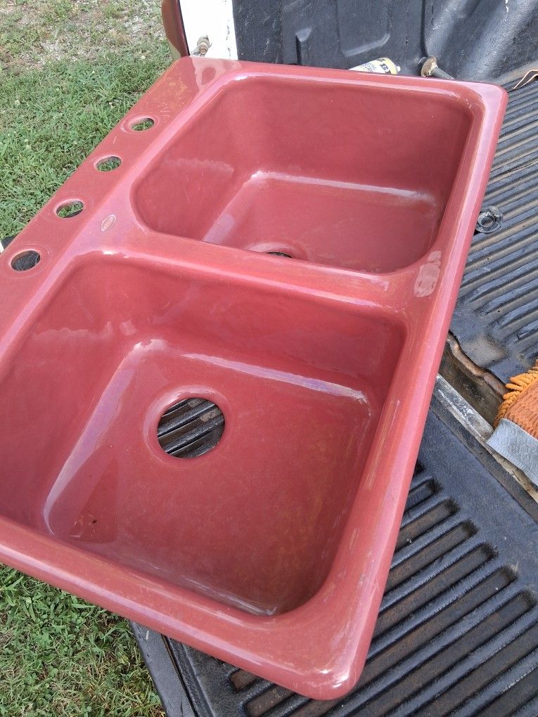 Kolar Red castiron Sink And New Faucet