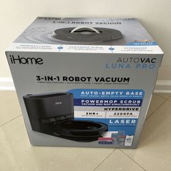 NEW in Box iHome 3-in-1 Vacuum and Mop w/Self Empty & Smart Mapping 