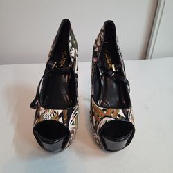 women's peep-toe platform stiletto heels by Alba size 9