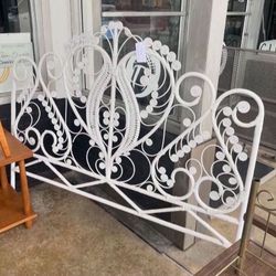 Beautiful Vintage White Fab Fiddlehead Queen Headboard 