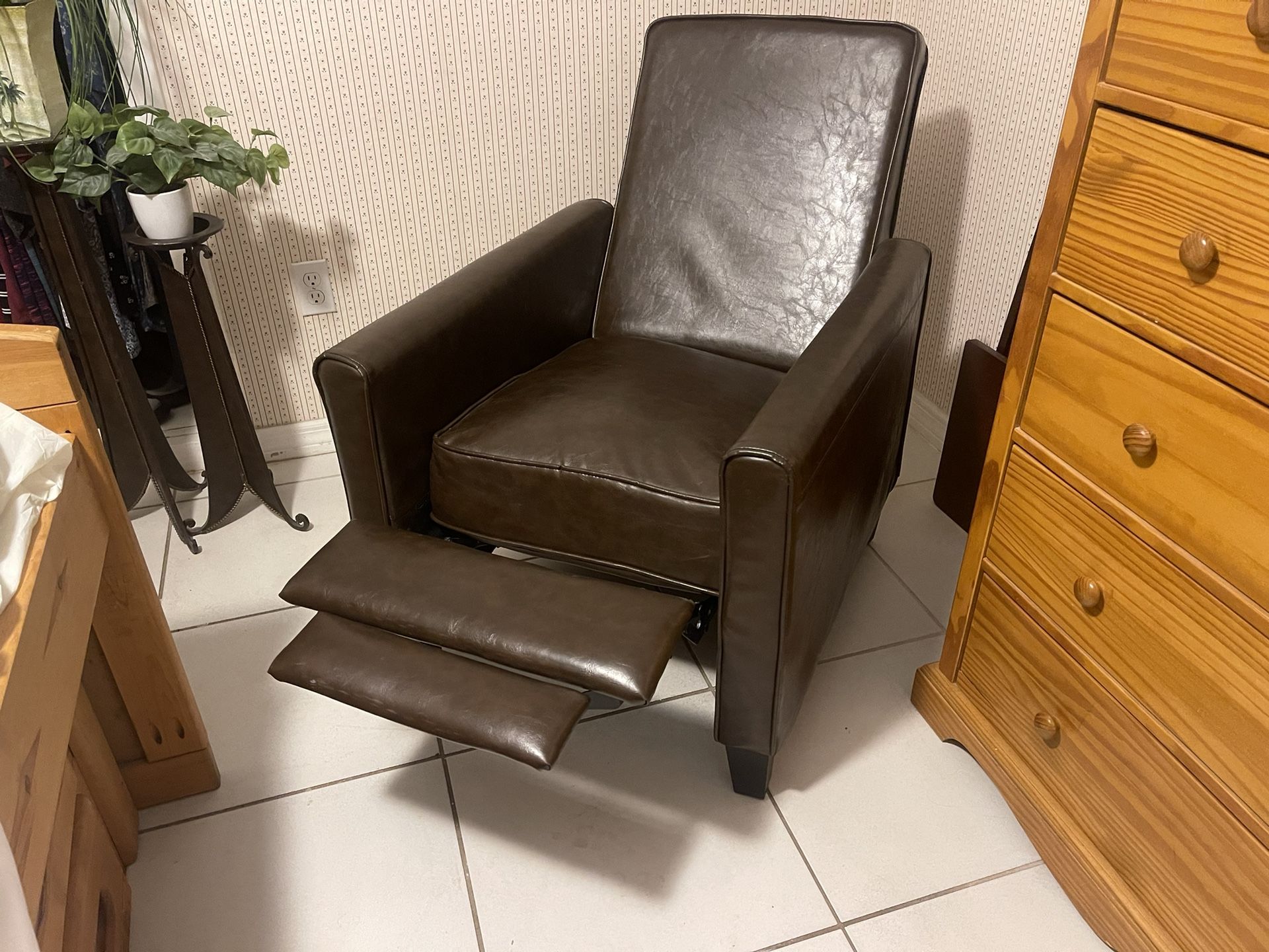 Brown Leather Push Back Recliner