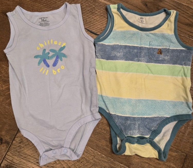 Baby Boy Sleeveless Bodysuits (12-18 Months)