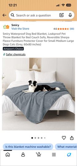 Smiry Waterproof Pet Throw Blanket 60x80 Grey