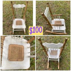 Antique Kids Rocking Chair With Cane Seat  From The Early 1900 