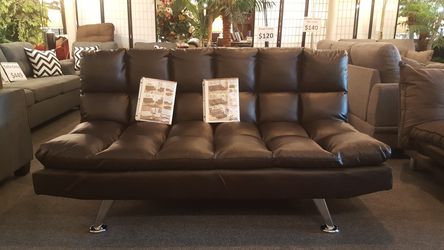 Brand new dark brown faux leather sofa futon