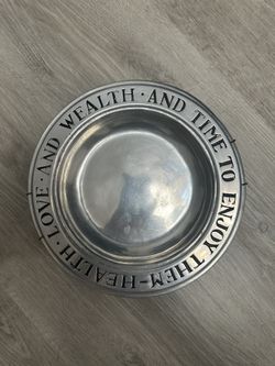 Wilton Armetale RWP Pewter Health Love And Wealth Toast Plate Bowl