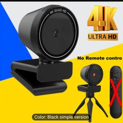 4K Ultra HD Webcam with Microphone & Built-in Privacy Cover - Plug & Play - PC, Auto/Manual Zoom (9x Magnification), White Balance