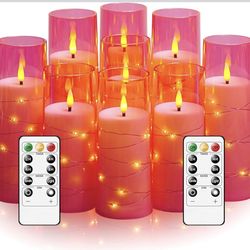 Kakoya Flameless LED Candles With Timer 8 Pc Flickering Flameless Candles For Romantic Ambiance And Home Decoration Stable Acrylic Shell,With Embedded