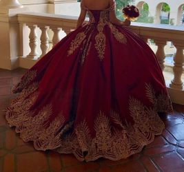 Red & Gold Quinceañera Dress