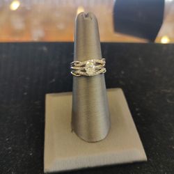 14k  0.95 Ctw Diamond Bridal Set,Sz 5.5