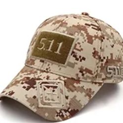  5.11 DESERT CAMO TACTICAL HAT. BRAND NEW STILL IN SEALED BAG W/ TAGS