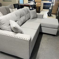 Grey Sofa with Reversible Chaise (Available In Beige)