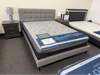 Queen bed and pillow top mattress