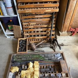 Antique  Printing Press Set 