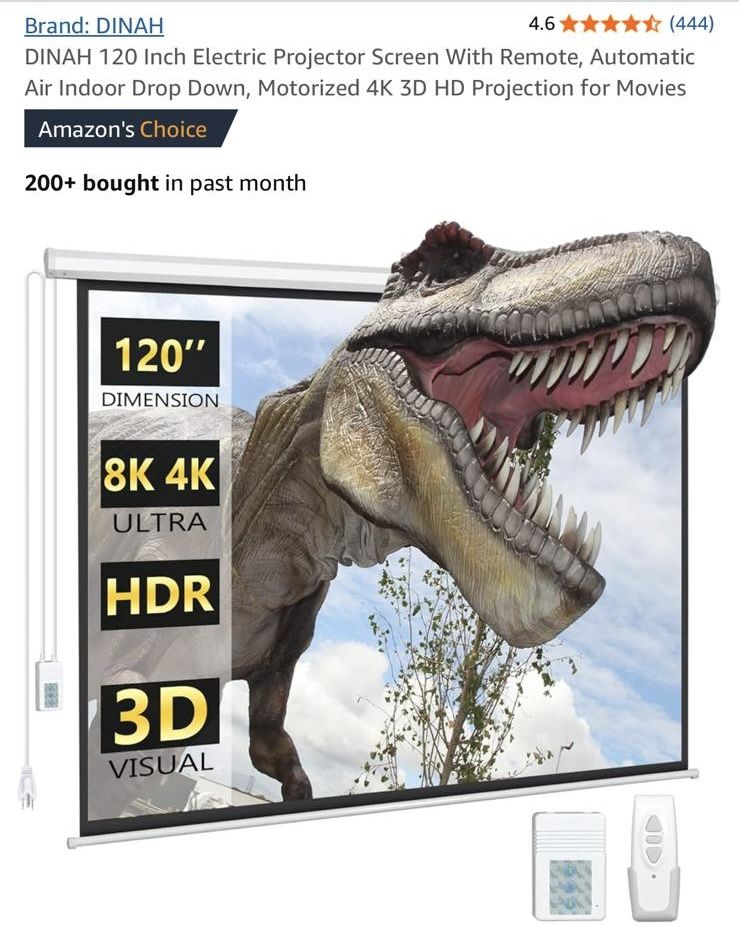 DINAH 120 inch Electric Projector Screen With Remote