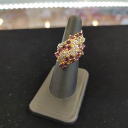 14k 13g Diamond Cluster Ring,Size 6