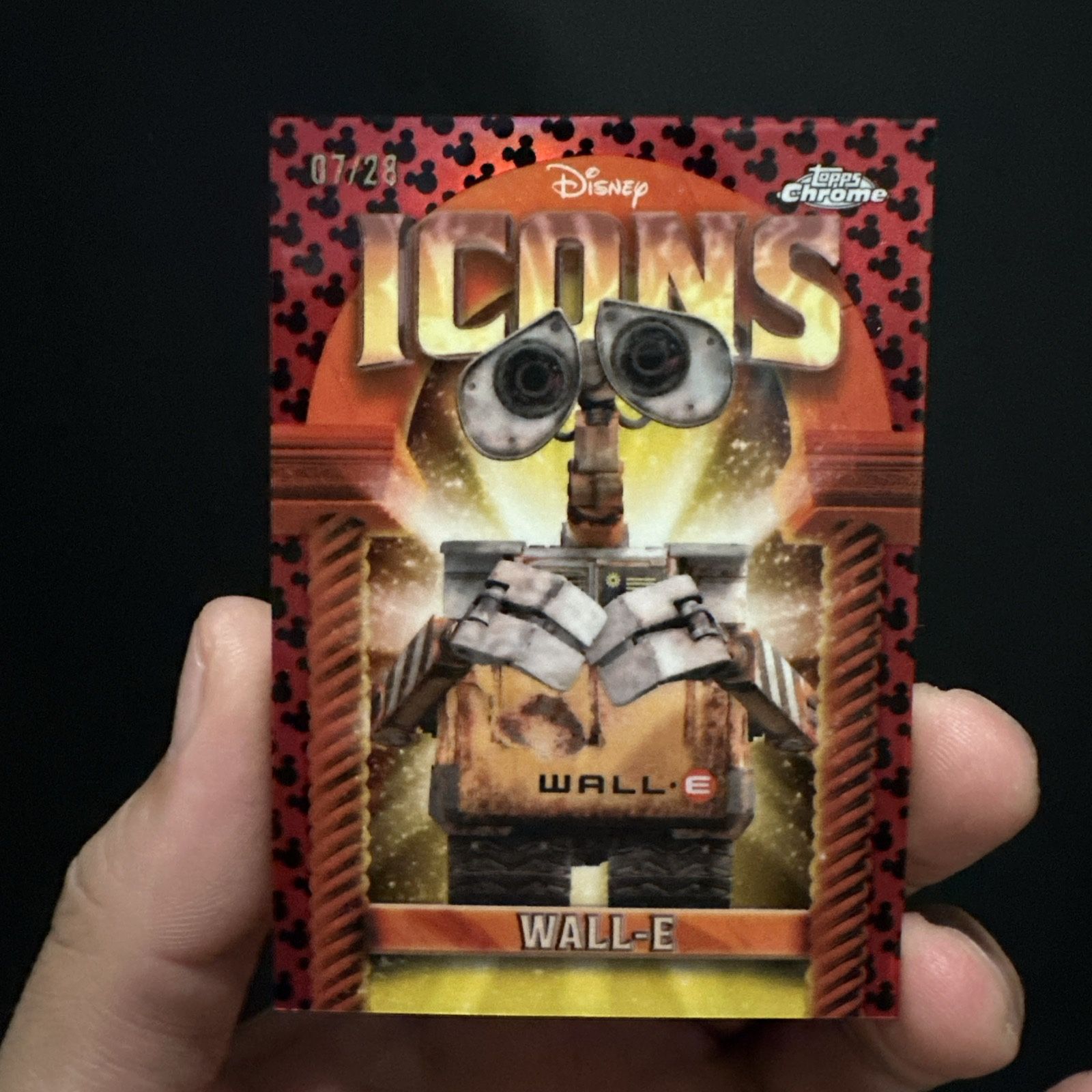 2025 Topps Chrome Disney Wall-E Icons Mickey Mouse Logo Refractor#7/28. Lucky 7!