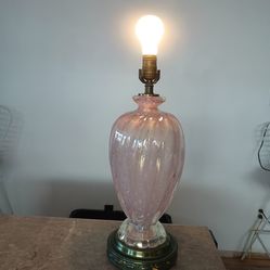 Vintage 1950s Venetian Glass Murano Ballerina Lamps in Pink
