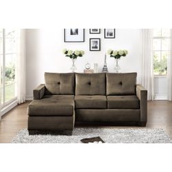 Brand New Brown Microfiber Reversible Sofa Chaise (78 x 58 x 34.5H)