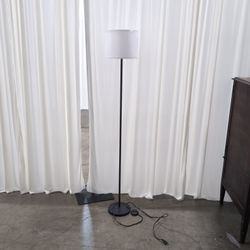 Modern Black Metal Floor Lamp with White Fabric Shade