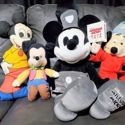 4 Disney Mickey Mouse Stuffed Animals Lot
