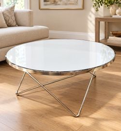 Round Glass Top Coffee Table Chrome Base