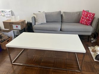 Modern White Coffee Table w/ Chrome Base