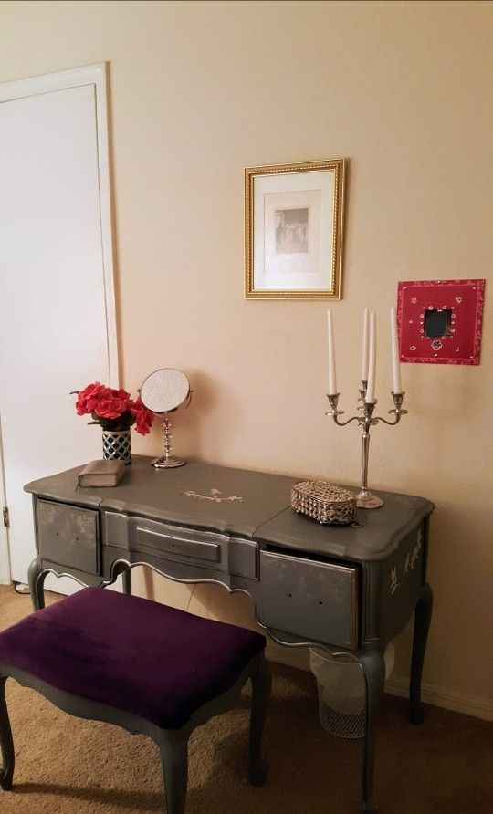French-Inspired Vintage Vanity + Stool — $135