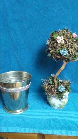 Plant Vase and Ceramic Tree