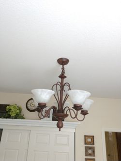 Beautiful Bronzed Iron Light Fixture - Works Perfectly