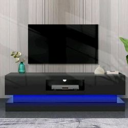 TV Stand with LED Lights, TV Stands with 2 Drawers, TV Cabinet with Storage, 63inch Television Stands, Center TV Stand, Modern TV Console, Living Room