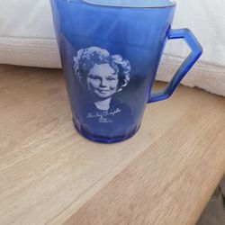 Vintage Colbalt Blue Glass Shirley Temple Pitcher