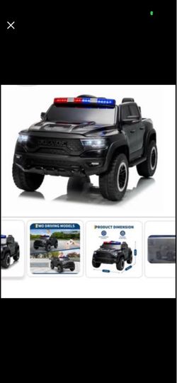 NEW Garvee 12V Kids Ride On Police Car RAM Mammoth Jeep 1000 Truck With Remote- Police Style