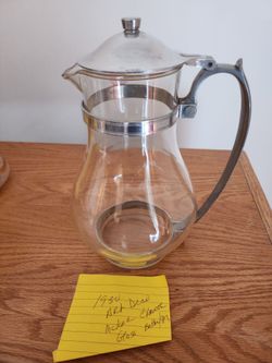 1930's  Art Deco McKee chrome & glass Carafe.