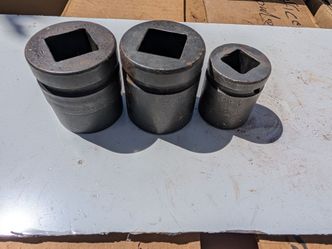 Heavy Duty Impact Sockets Set of 3 1 and 1/4 and 1 and 3/8 And 1 in all in good condition