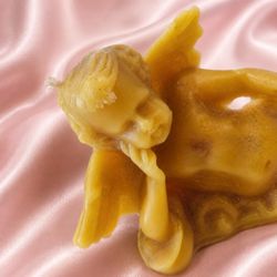 Fine Art Beeswax Bees Wax Candle Baby Angel Cupid Vintage Antique Original Collectible Cherub Hand-Etched Sculpture HILLCREST / UNIVERSITY HEIGHTS
