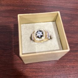 Gorgeous 14k  Mans Diamond Ring With Ruby Stones