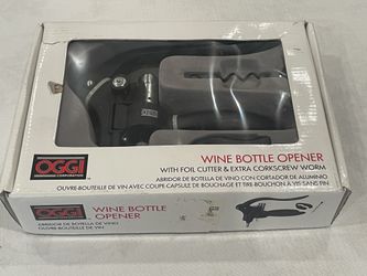 OGGI Wine Bottle Opener W/ Foil Cutter &  Extra Corkscrew Worm