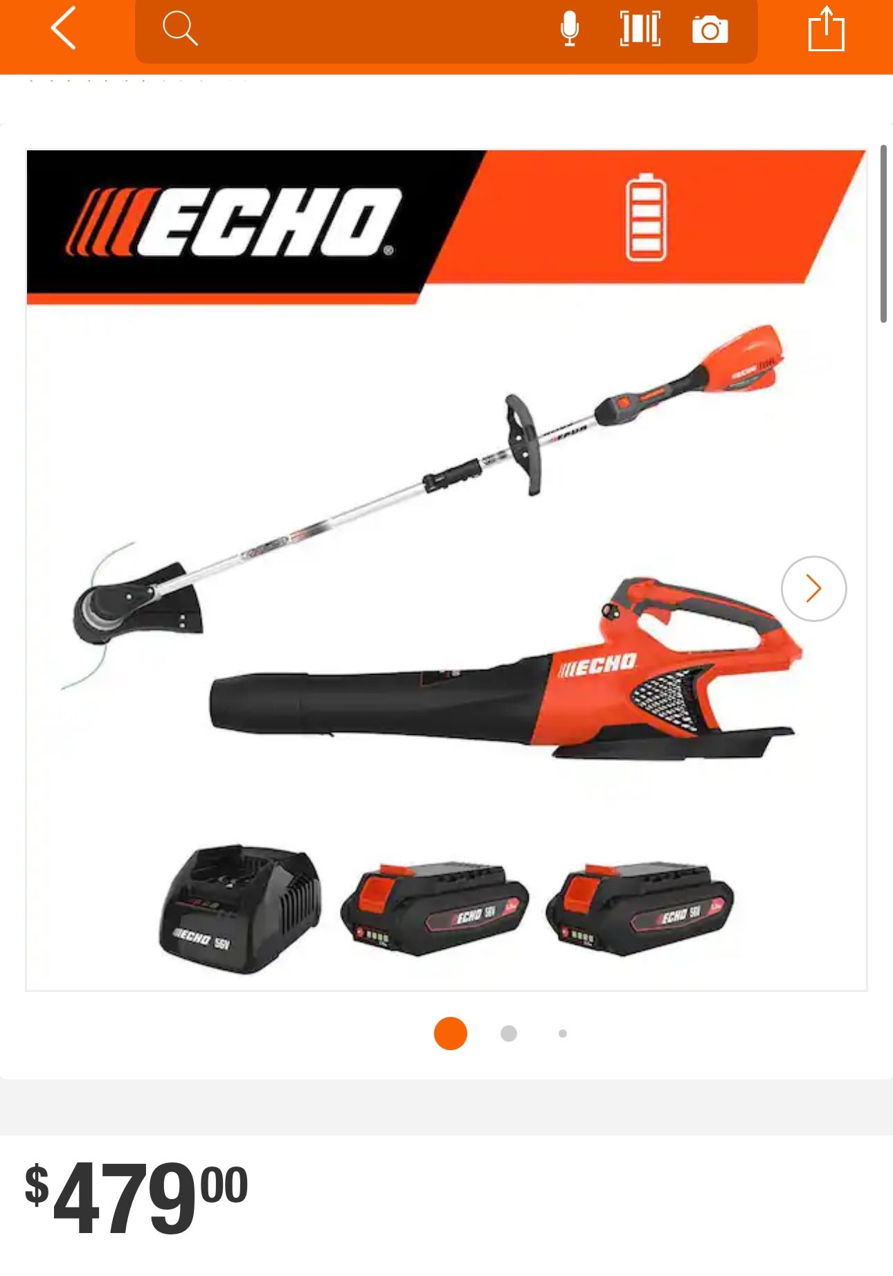 ECHO 56V Cordless Battery 16 in. String Trimmer and 151 MPH 526 CFM Blower Combo Kit (2) 2.5Ah Batteries and(1)Charger