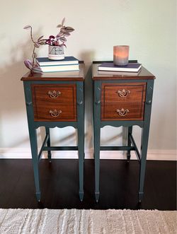 Vintage Berkeley & Gay Nightstands – Refinished Vanity Pair, Solid Wood, c. Late 1800s