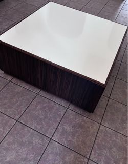 Modern Square Coffee Table | Zebra Wood + High Gloss White Top | Designer Look